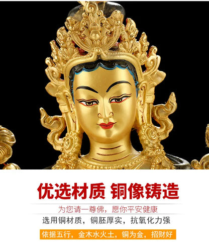 LARGE Huge 45CM  HOME Temple efficacious Protection Talisman GOLD gilding Green Tara Avalokitesvara Buddha brass statue