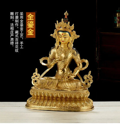 LARGE Huge 45CM  HOME Temple efficacious Protection Talisman GOLD gilding Namo Guru Vajrasattva Vajra Buddha brass statue