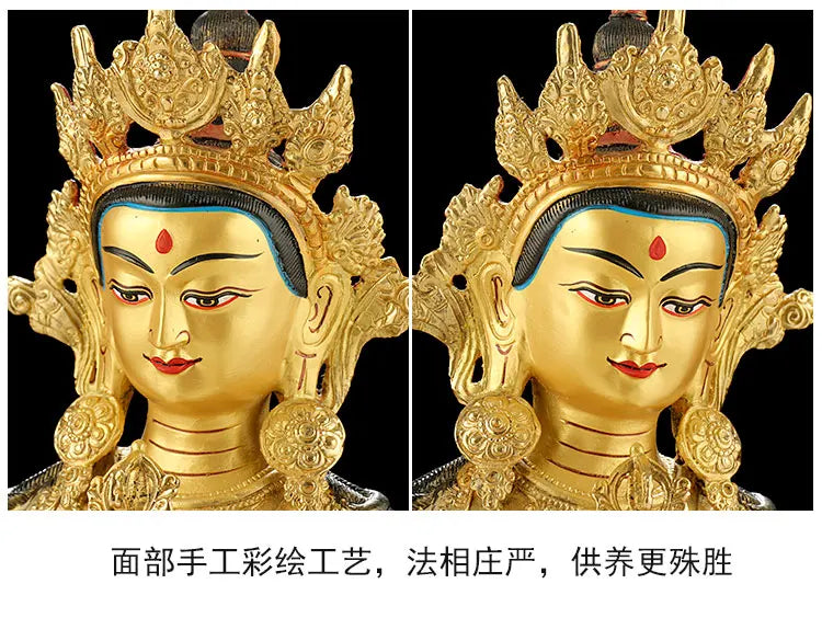 LARGE Huge 45CM  HOME Temple efficacious Protection Talisman GOLD gilding Namo Guru Vajrasattva Vajra Buddha brass statue