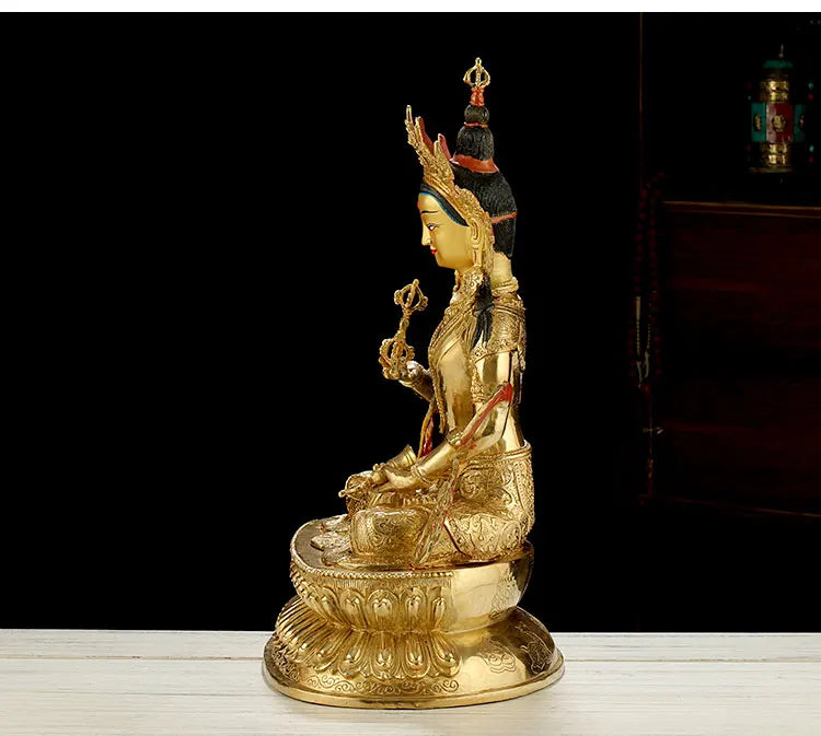 LARGE Huge 45CM  HOME Temple efficacious Protection Talisman GOLD gilding Namo Guru Vajrasattva Vajra Buddha brass statue