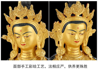 LARGE Huge 45CM HOME Temple efficacious Protection Talisman Tibetan Buddhism GOLD gilding Amitayus RU LAI  Buddha brass statue