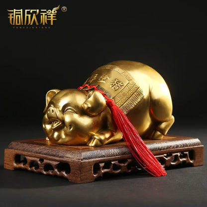 LARGE # OFFICE HOME business company efficacious Protection Talisman Money Drawing FENG SHUI GOLD Jin PIG bronze statue