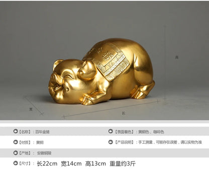 LARGE # OFFICE HOME business company efficacious Protection Talisman Money Drawing FENG SHUI GOLD Jin PIG bronze statue