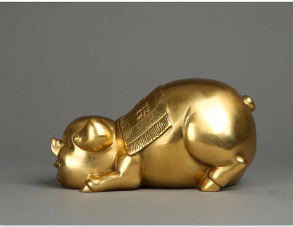 LARGE # OFFICE HOME business company efficacious Protection Talisman Money Drawing FENG SHUI GOLD Jin PIG bronze statue