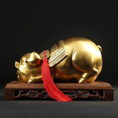 LARGE # OFFICE HOME business company efficacious Protection Talisman Money Drawing FENG SHUI GOLD Jin PIG bronze statue