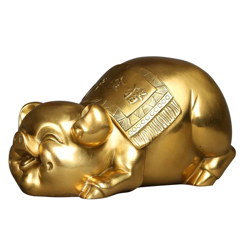 LARGE # OFFICE HOME business company efficacious Protection Talisman Money Drawing FENG SHUI GOLD Jin PIG bronze statue