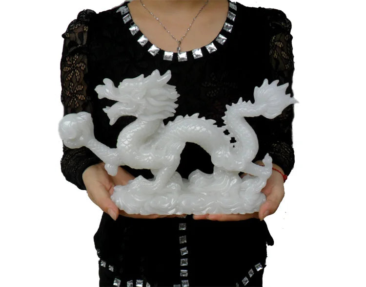 LARGE Southeast Asia HOME Company SHOP RESIN JADE Sculpture ART bring wealth GOOD LUCK Auspicious Royal Dragon FENG SHUI statue