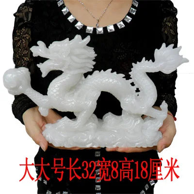 LARGE Southeast Asia HOME Company SHOP RESIN JADE Sculpture ART bring wealth GOOD LUCK Auspicious Royal Dragon FENG SHUI statue