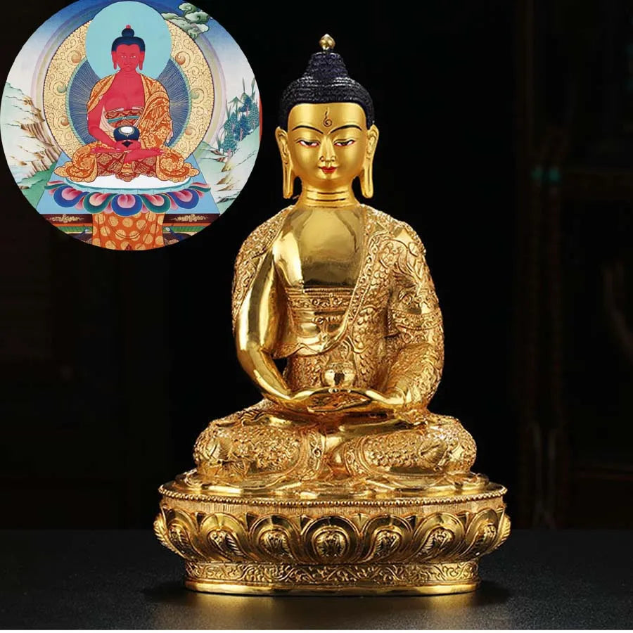 LARGE Wholesale Buddhist supplie Asia Thailand India family protection altar Amitabha Amitayus Gilded Buddha  Copper GOOD statue