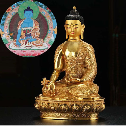 LARGE Wholesale Buddhist supplie Asia Thailand India family protection altar Medicine Buddha Gilded Buddha  Copper GOOD statue