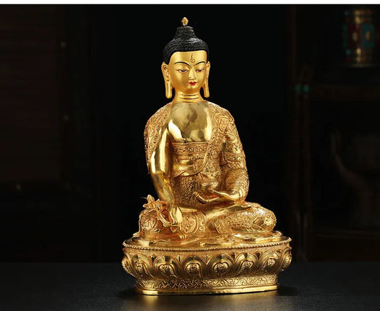 LARGE Wholesale Buddhist supplie Asia Thailand India family protection altar Medicine Buddha Gilded Buddha  Copper GOOD statue