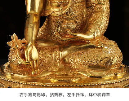 LARGE Wholesale Buddhist supplie Asia Thailand India family protection altar Medicine Buddha Gilded Buddha  Copper GOOD statue