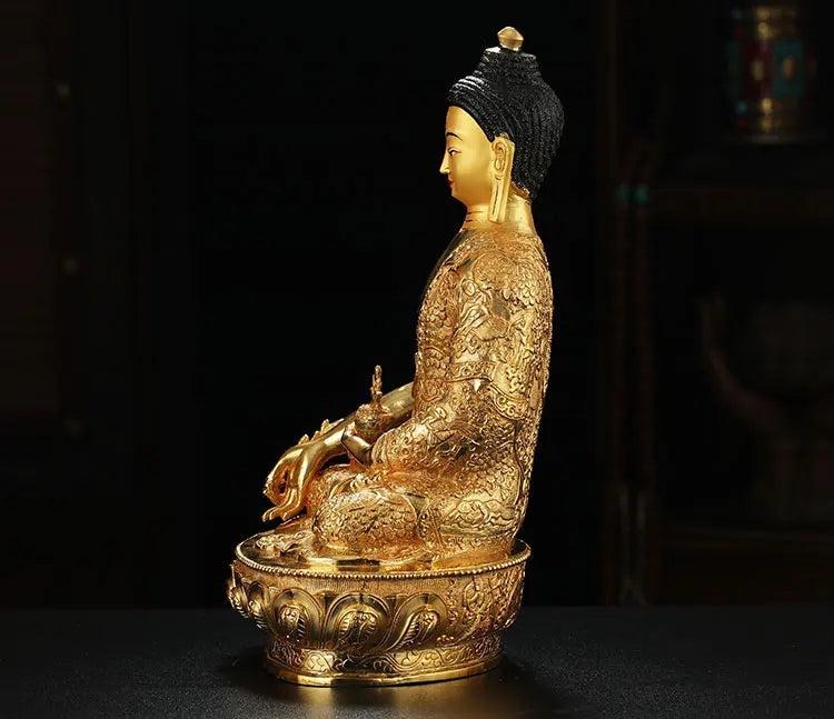 LARGE Wholesale Buddhist supplie Asia Thailand India family protection altar Medicine Buddha Gilded Buddha  Copper GOOD statue