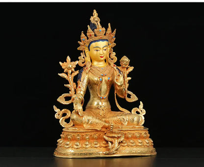 LARGE Wholesale Buddhist supplie Buddhism family HOME Safe protection WHITE Green Tara GUAN YI Gilded Buddha  copper GOOD statue