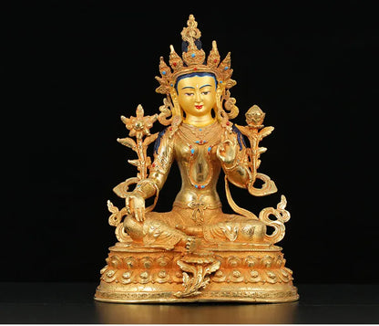 LARGE Wholesale Buddhist supplie Buddhism family HOME Safe protection WHITE Green Tara GUAN YI Gilded Buddha  copper GOOD statue