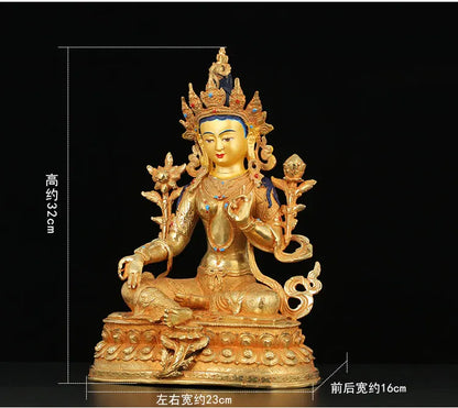 LARGE Wholesale Buddhist supplie Buddhism family HOME Safe protection WHITE Green Tara GUAN YI Gilded Buddha  copper GOOD statue