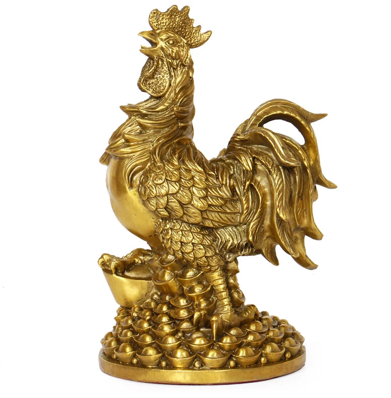 LARGE  bless family Safety Health luck Magic office home shop efficacious Money Drawing Mascot Cock COPPER ART statue