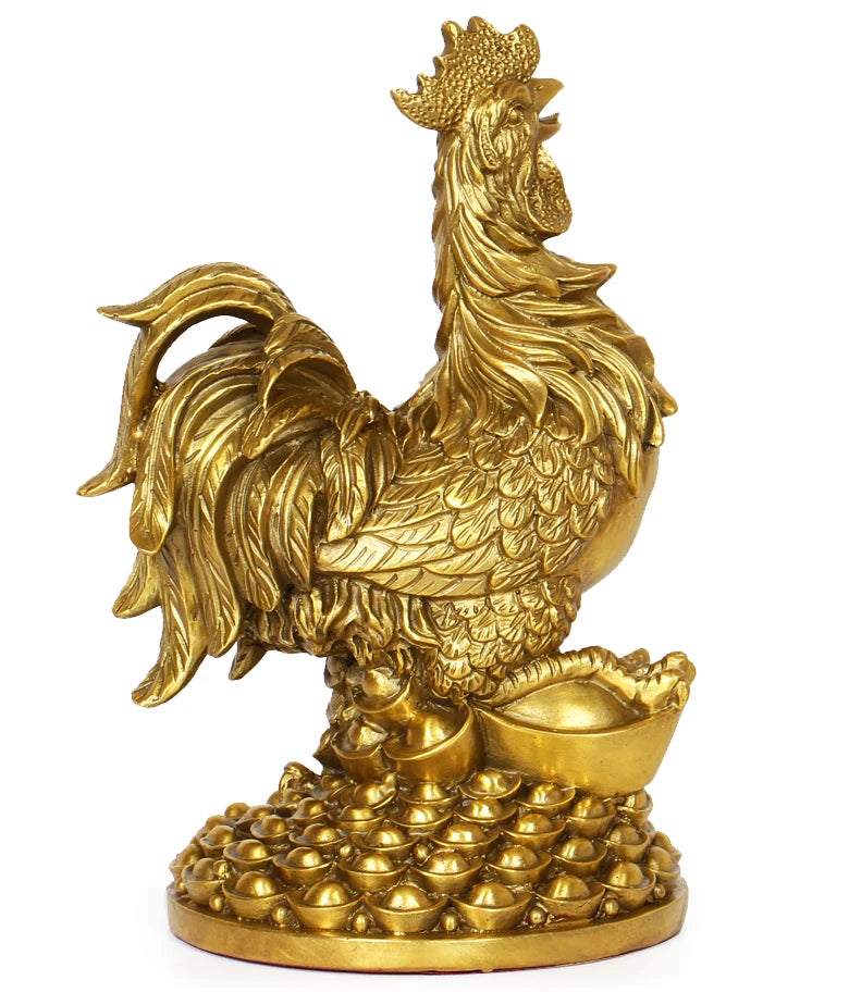 LARGE  bless family Safety Health luck Magic office home shop efficacious Money Drawing Mascot Cock COPPER ART statue