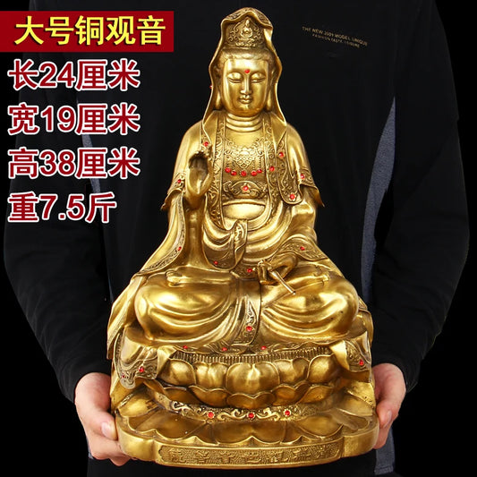 LARGE  # bless family Safety Health luck Talisman # office home shop efficacious Protection Buddhism GUANYIN COPPER ART statue