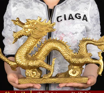 LARGE # home office company efficacious protection talisman # Money drawing  booming heavenly dragon Brass statue Decoration