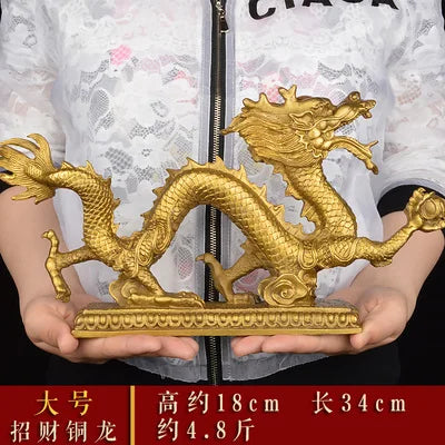 LARGE # home office company efficacious protection talisman # Money drawing  booming heavenly dragon Brass statue Decoration