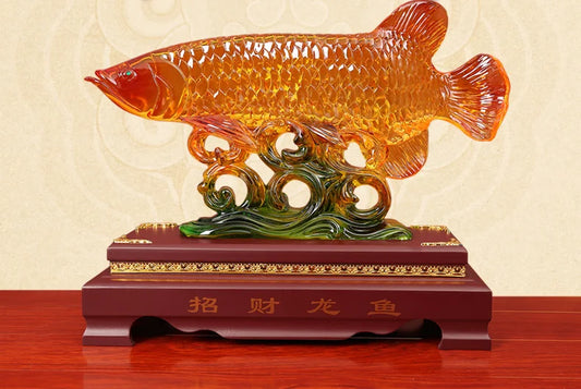 LARGE  office home Business efficacious FENG SHUI Talisman Money Drawing 3D fish Ornament Sculpture ART statue