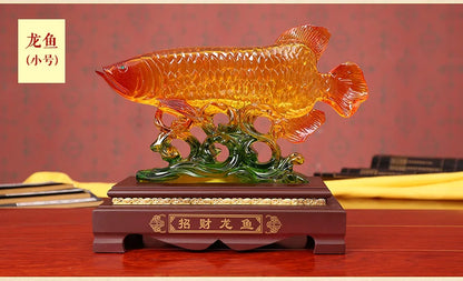 LARGE  office home Business efficacious FENG SHUI Talisman Money Drawing 3D fish Ornament Sculpture ART statue