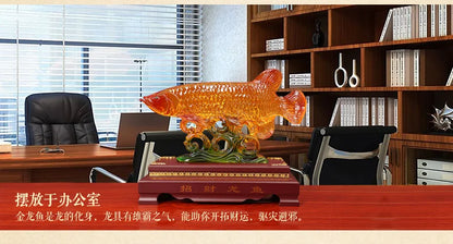LARGE  office home Business efficacious FENG SHUI Talisman Money Drawing 3D fish Ornament Sculpture ART statue