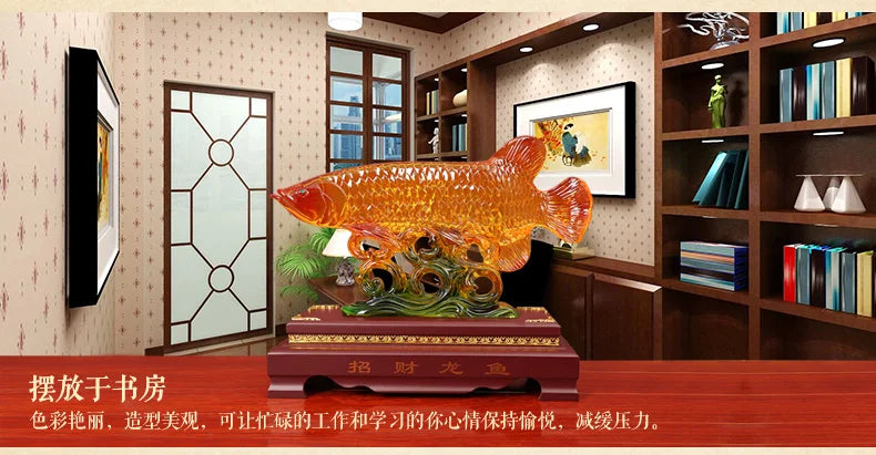 LARGE  office home Business efficacious FENG SHUI Talisman Money Drawing 3D fish Ornament Sculpture ART statue