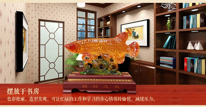 LARGE  office home Business efficacious FENG SHUI Talisman Money Drawing 3D fish Ornament Sculpture ART statue