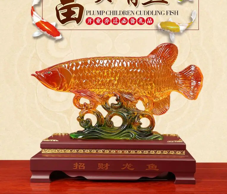 LARGE  office home Business efficacious FENG SHUI Talisman Money Drawing 3D fish Ornament Sculpture ART statue