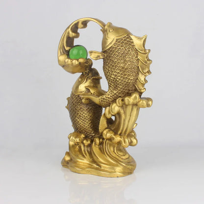 LARGE # office home Company shop store  Fortune Money Drawing mascot GOOD LUCK Goldfish NIAN NIAN YOU YU brass statue