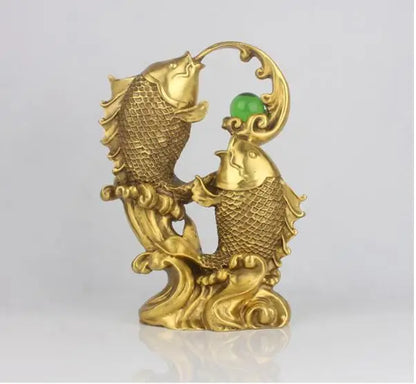 LARGE # office home Company shop store  Fortune Money Drawing mascot GOOD LUCK Goldfish NIAN NIAN YOU YU brass statue
