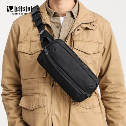 LEASTAT Men's Waterproof Waist Bag, Fanny Pack, Outdoor Sports Chest Bag, Male Casual Travel Crossbody Belt Bags, High Quality