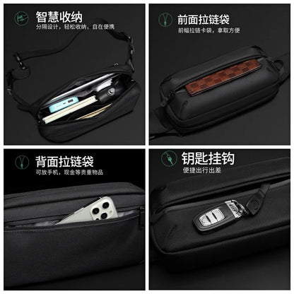 LEASTAT Men's Waterproof Waist Bag, Fanny Pack, Outdoor Sports Chest Bag, Male Casual Travel Crossbody Belt Bags, High Quality