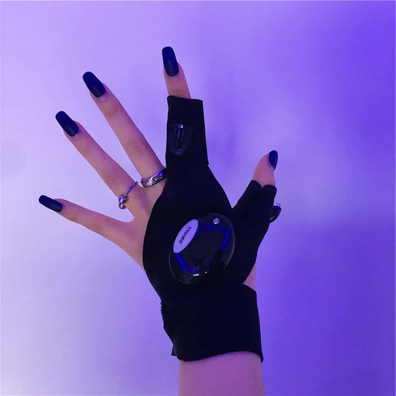 LED half Finger Light Gloves Cool Gothic Punk Men Women Breathable Cotton Gloves