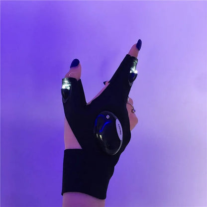 LED half Finger Light Gloves Cool Gothic Punk Men Women Breathable Cotton Gloves