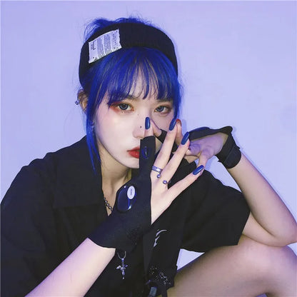 LED half Finger Light Gloves Cool Gothic Punk Men Women Breathable Cotton Gloves