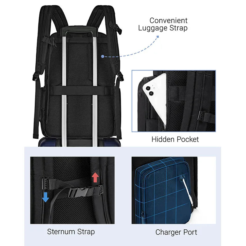 LIGHT FLIGHT 17.3 inches Business Work Backpacks for Men Water Resistant Notebook Bags Laptop Backpack with USB Charging hole