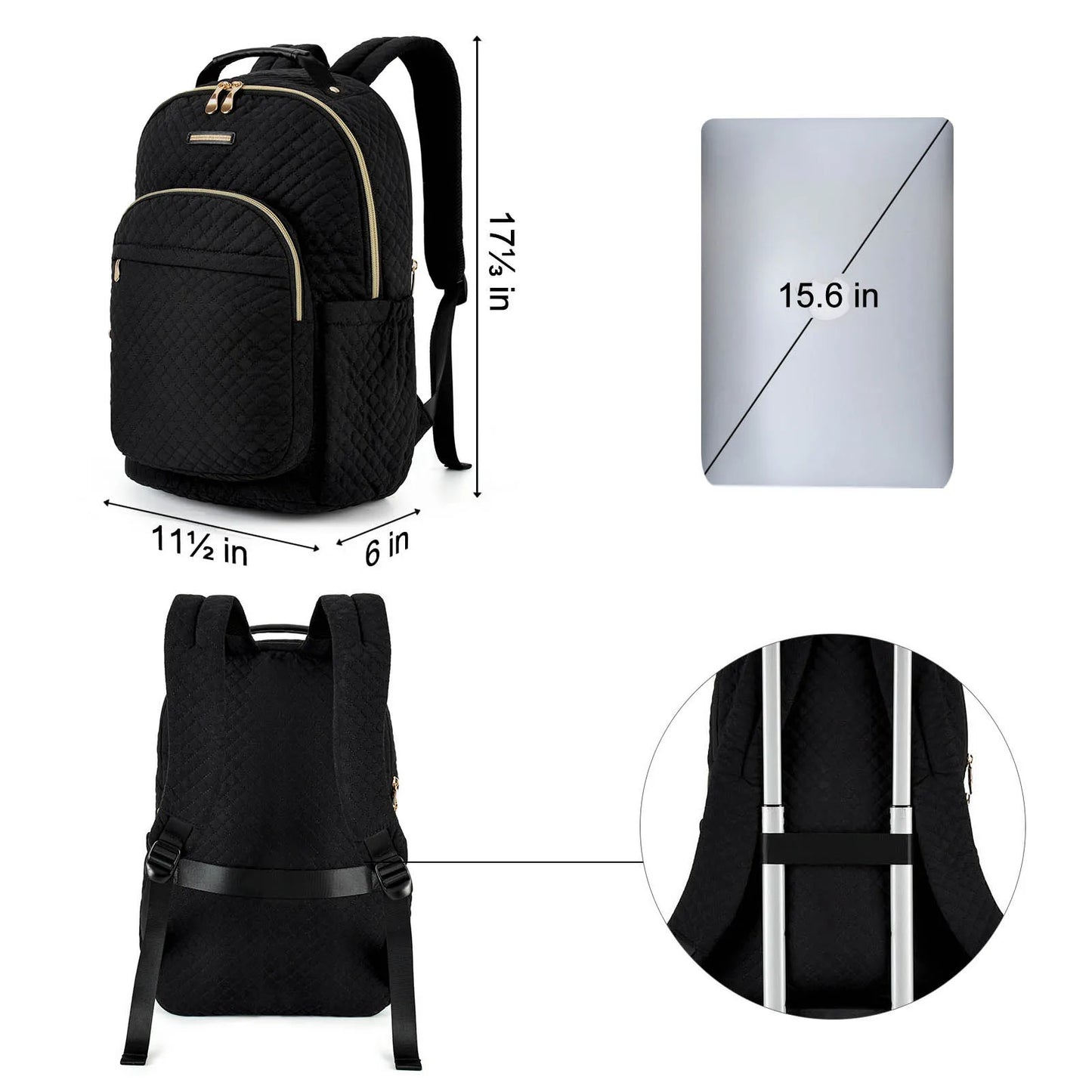 LIGHT FLIGHT Travel Laptop Backpack Women 15.6'' Waterproof School Bag Anti Theft Computer Backpack with USB Charging Hole