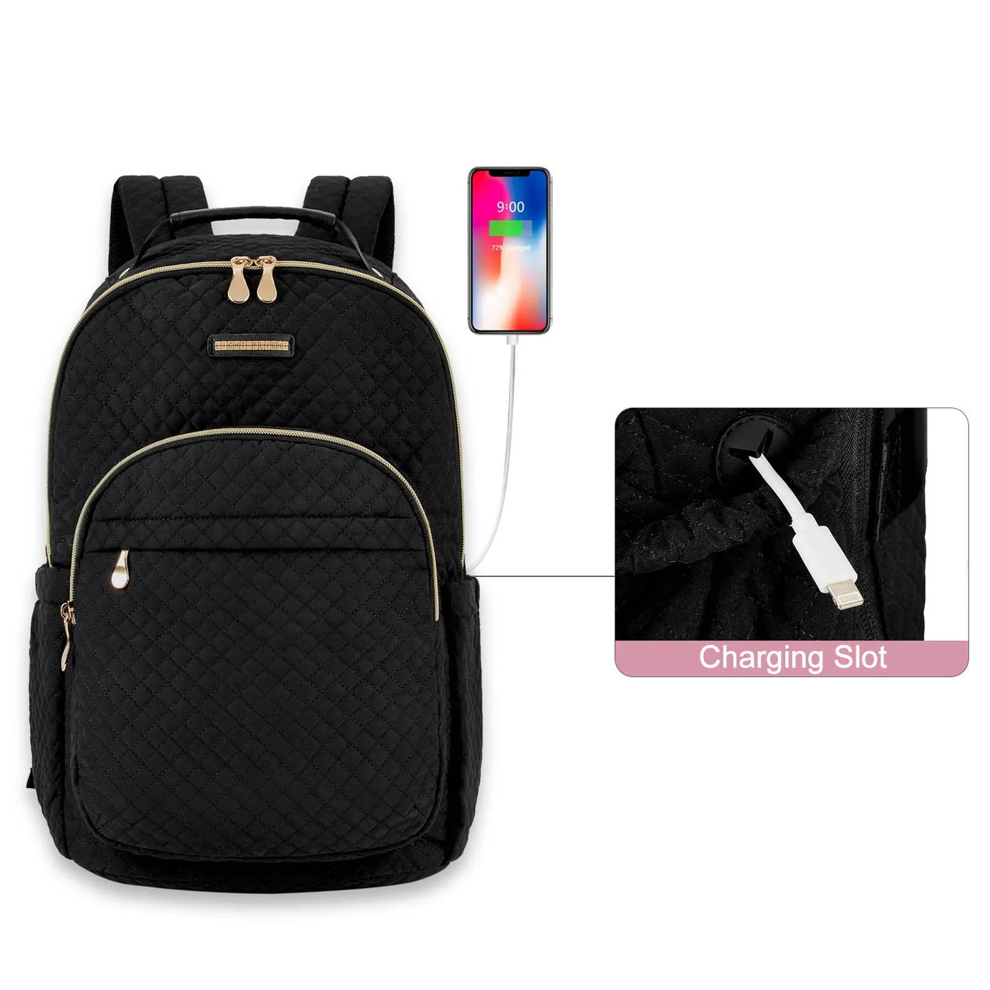 LIGHT FLIGHT Travel Laptop Backpack Women 15.6'' Waterproof School Bag Anti Theft Computer Backpack with USB Charging Hole