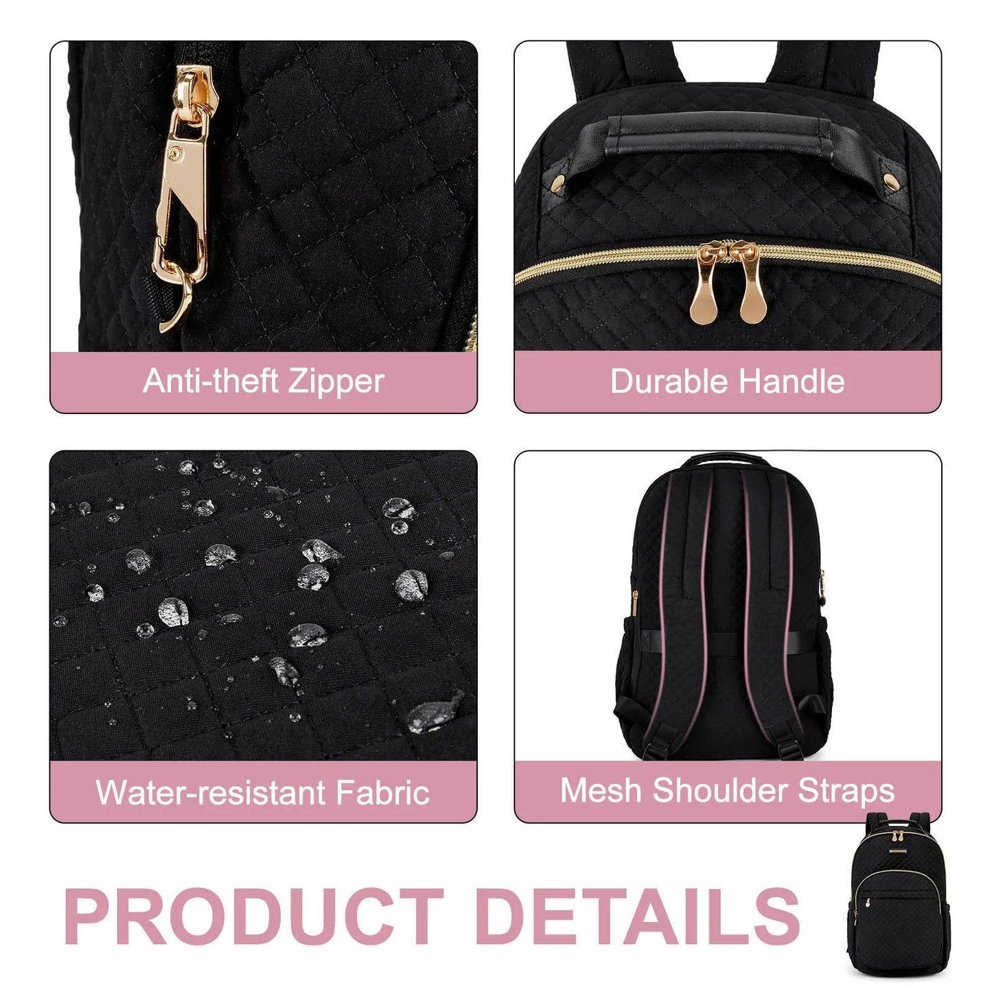 LIGHT FLIGHT Travel Laptop Backpack Women 15.6'' Waterproof School Bag Anti Theft Computer Backpack with USB Charging Hole