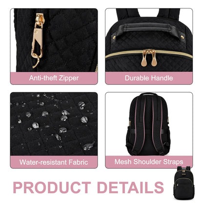 LIGHT FLIGHT Travel Laptop Backpack Women 15.6'' Waterproof School Bag Anti Theft Computer Backpack with USB Charging Hole