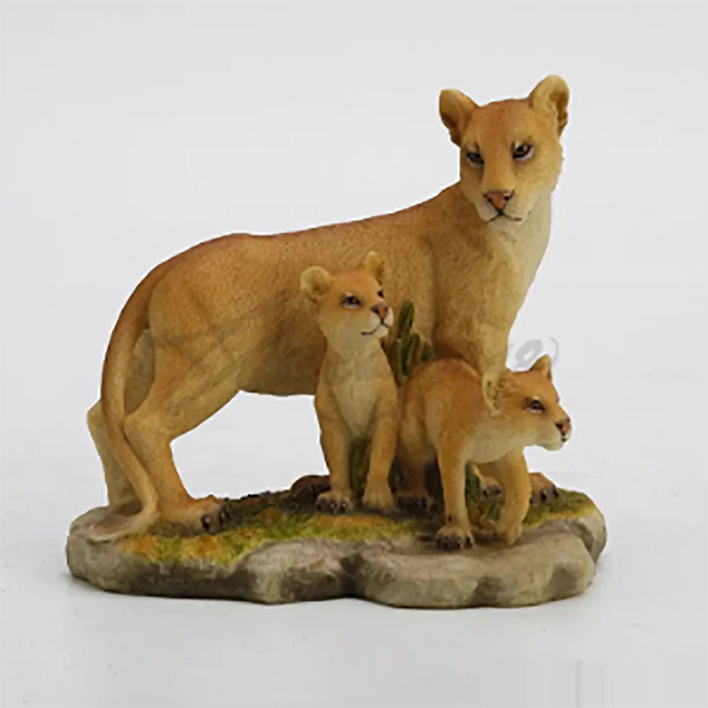 LION ART SCULPTURE LION MOTHER AND SON ANIMAL FIGURINE STATUE CREATIVE RESIN CRAFTS HOME DECORATION BIRTHDAY GIFT R4957