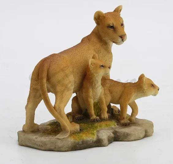 LION ART SCULPTURE LION MOTHER AND SON ANIMAL FIGURINE STATUE CREATIVE RESIN CRAFTS HOME DECORATION BIRTHDAY GIFT R4957