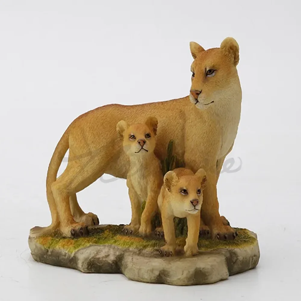 LION ART SCULPTURE LION MOTHER AND SON ANIMAL FIGURINE STATUE CREATIVE RESIN CRAFTS HOME DECORATION BIRTHDAY GIFT R4957