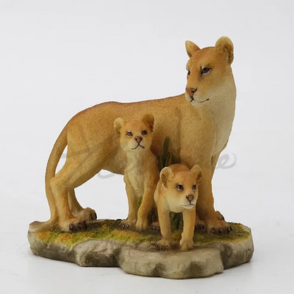 LION ART SCULPTURE LION MOTHER AND SON ANIMAL FIGURINE STATUE CREATIVE RESIN CRAFTS HOME DECORATION BIRTHDAY GIFT R4957