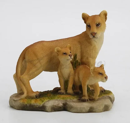 LION ART SCULPTURE LION MOTHER AND SON ANIMAL FIGURINE STATUE CREATIVE RESIN CRAFTS HOME DECORATION BIRTHDAY GIFT R4957