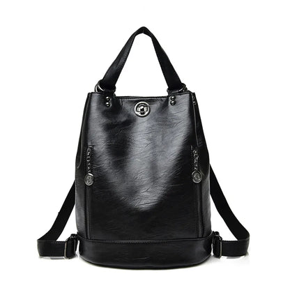 LONOOLISA 3-in-1 Women Backpack Leather Shoulder Bag Female Rucksack High Capacity Women School Bags For Teenage Girls Mochila