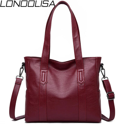 LONOOLISA New Woman Bag 2019 Leather Luxury Handbags Women Bags Designer Crossbody Bags For Women Tote Bolsa Feminina Sac A Main